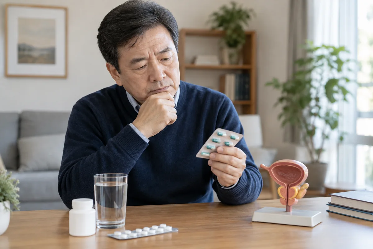 전립선과 배뇨 통로를 설명하는 교육 모형 — AI 생성 이미지