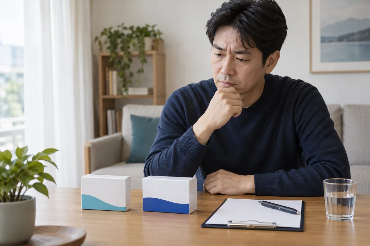 복용약과 검사 준비 목록을 점검하는 책상 — AI 생성 이미지