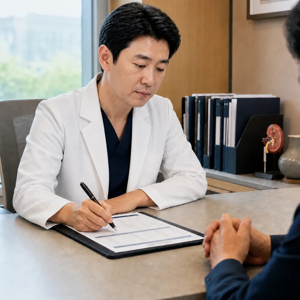 Consultation to check the risk of infection and bleeding before inflatable prosthesis surgery