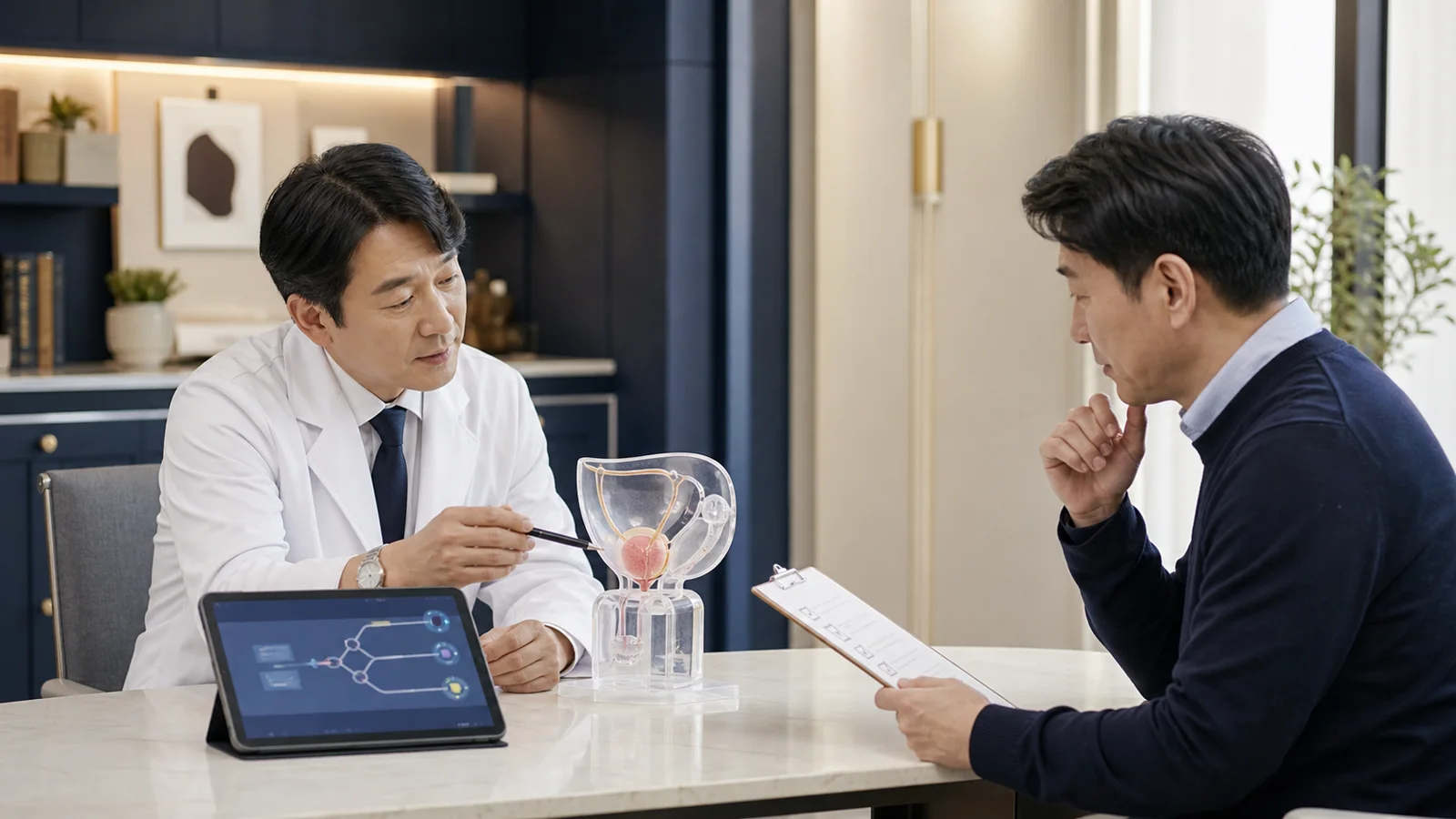 전립선 수술 방법과 회복 계획을 비뇨기과 전문의와 함께 비교하는 환자