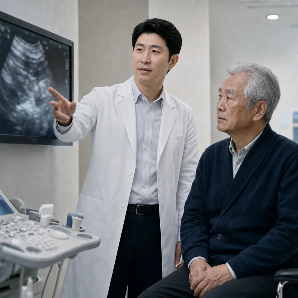 Medical staff explaining the differences in tissue processing between transurethral prostatectomy and laser enucleation