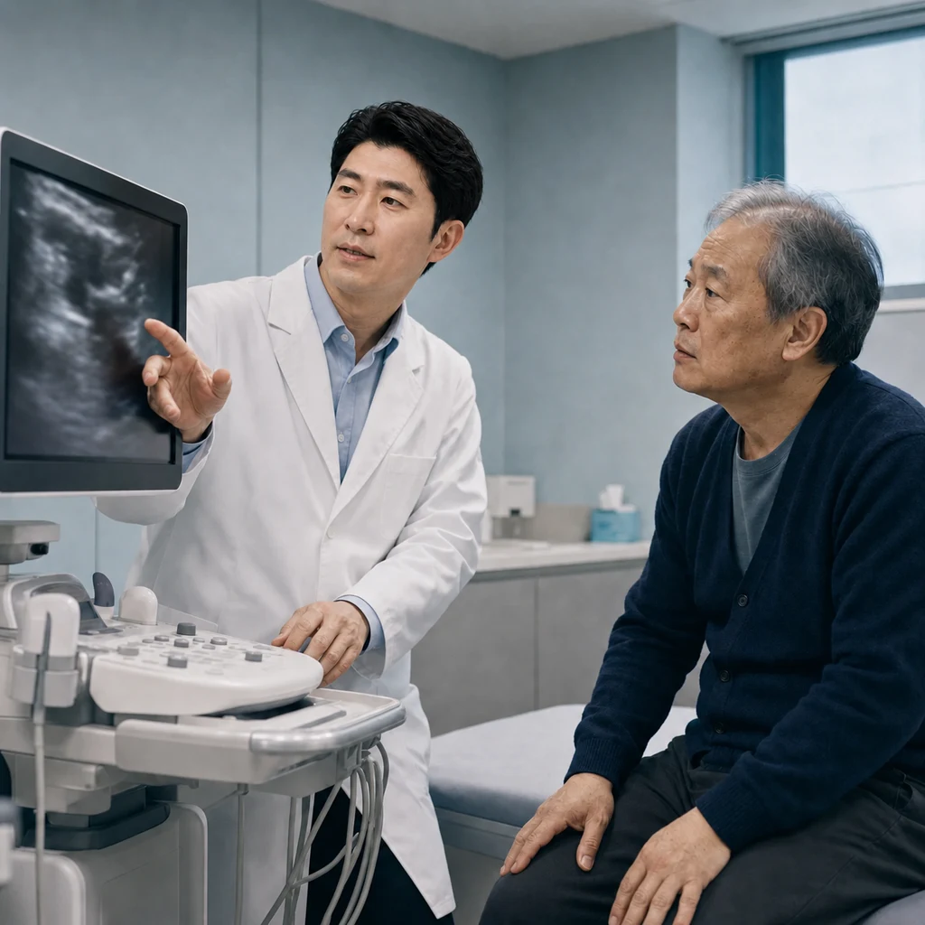 A look at checking the prostate ultrasound results together before the Rezūm procedure