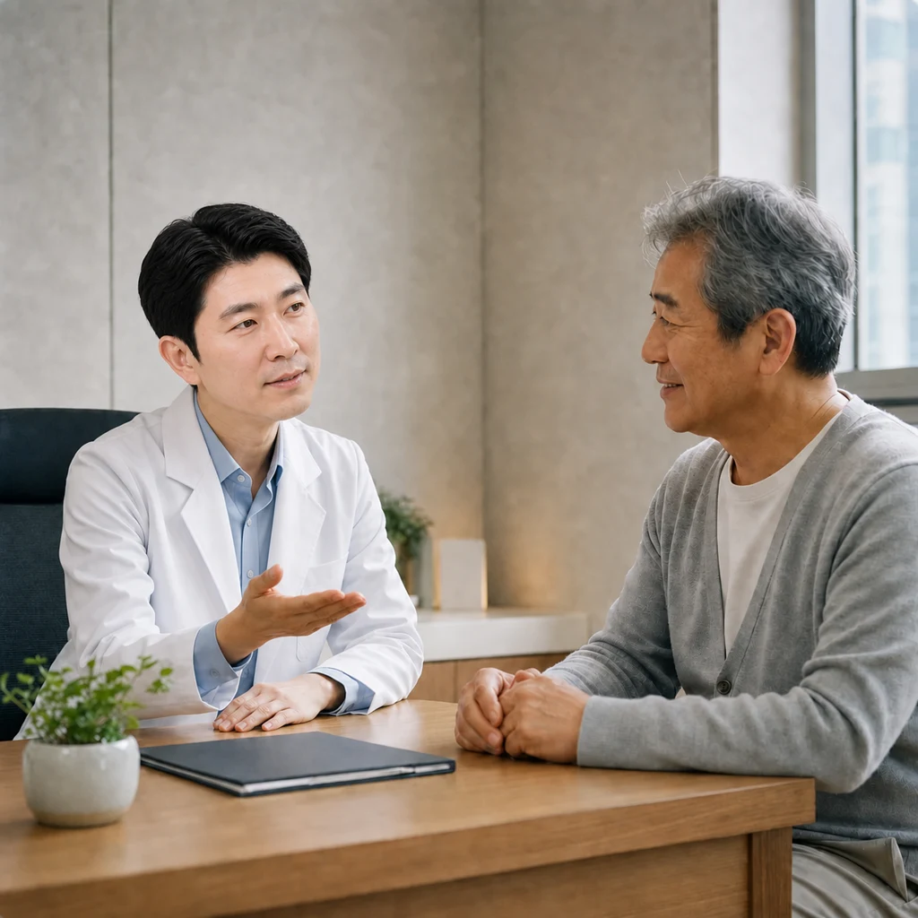 Doctor and patient discussing recovery progress after Rezūm procedure