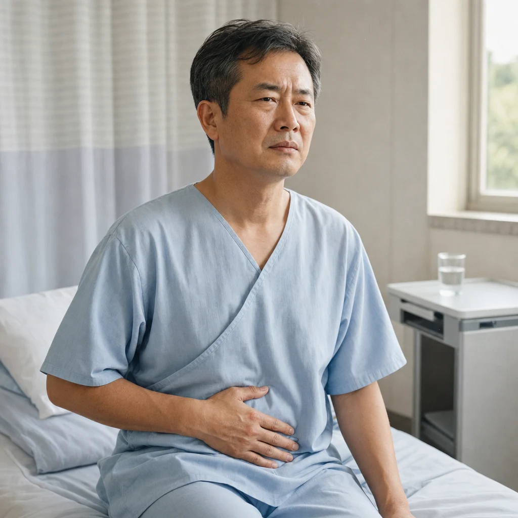 시술 후 회복실에서 경과를 지켜보는 환자