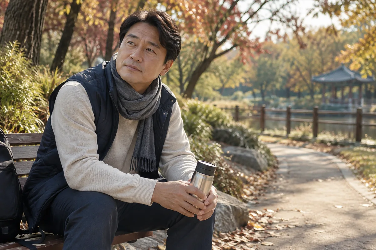 생활 관리와 치료 경과를 생각하는 가을 산책길 — AI 생성 이미지